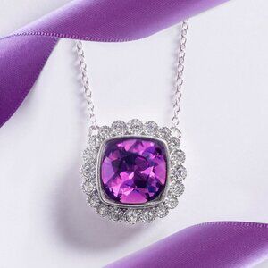 Official Swarovski Crystal Purple Amethyst Necklace, 925 Sterling Silver